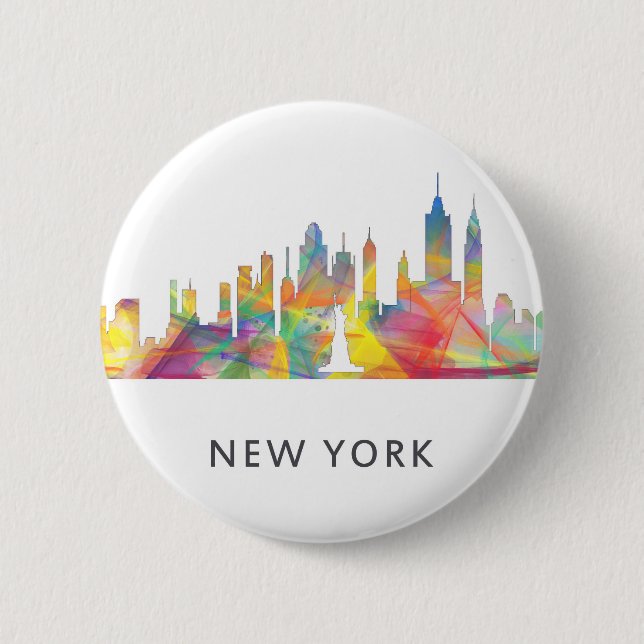 NEW YORK, NY SKYLINE WB1 - 2 INCH ROUND BUTTON (Front)