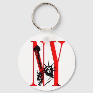 New York NY Statue of Liberty Logo Design Keychain