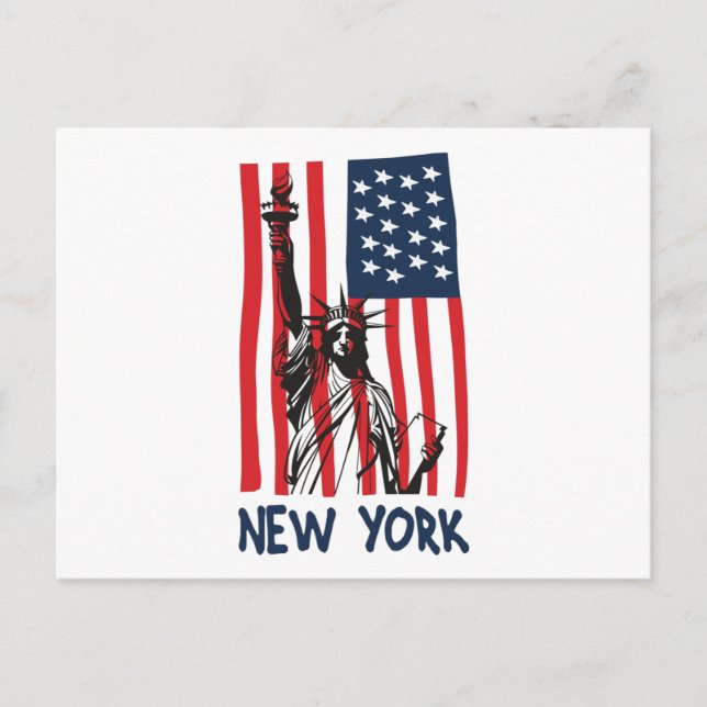 New York NY Statue of Liberty USA America Flag Postcard (Front)