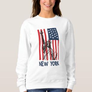 New York NY Statue of Liberty USA America Flag Sweatshirt