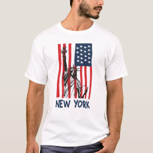 New York NY Statue of Liberty USA America Flag T-Shirt