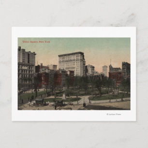 New York, NY - Union Square View, Horse Carts Postcard