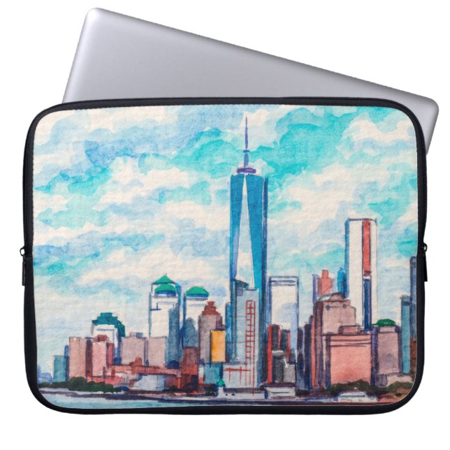 New York, NY, USA. Views on big city skyscrapers.  Laptop Sleeve (Front)