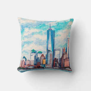 New York, NY, USA. Views on big city skyscrapers. Throw Pillow