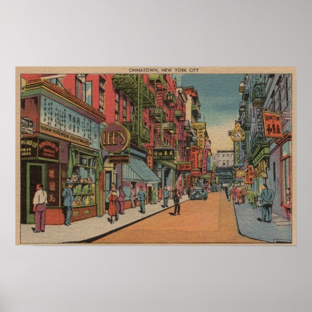 New York, NY - View of Chinatown Shops Poster (Front)
