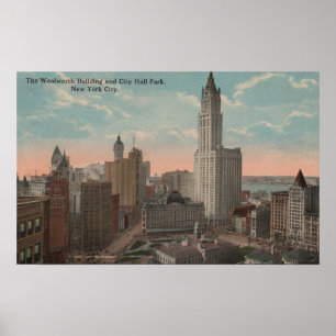 New York, NY - Woolworth Building and City Hall Poster