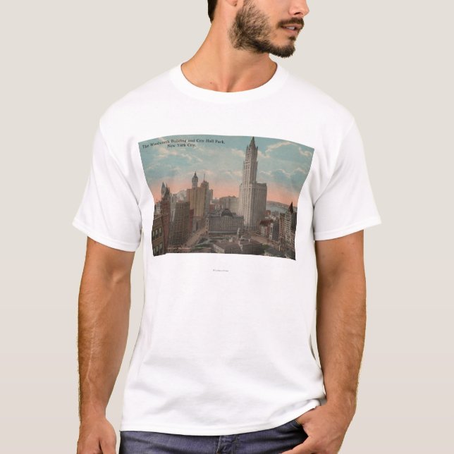 New York, NY - Woolworth Building and City Hall T-Shirt (Front)