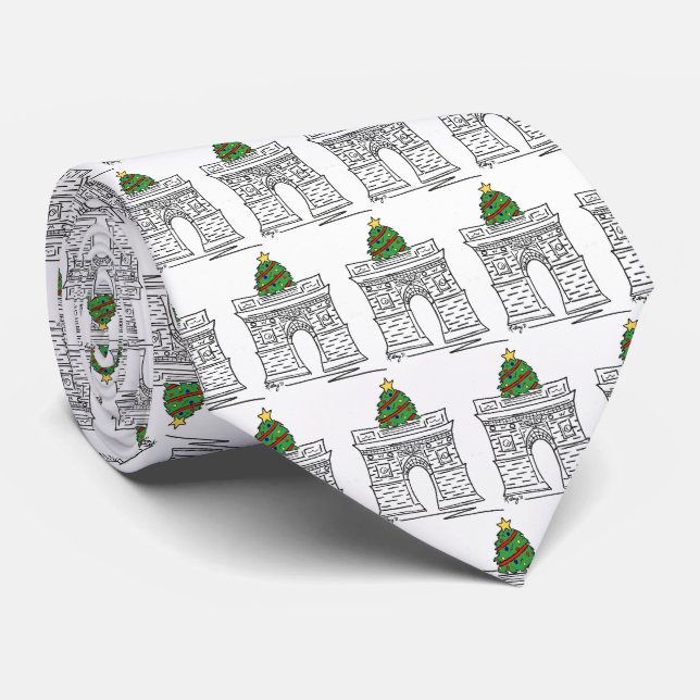 New York NYC Christmas Tree Washington Square Arch Tie (Rolled)