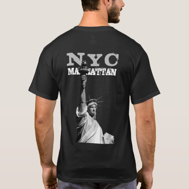 New York Nyc Manhattan Liberty Statue Back Design T-Shirt (Back)