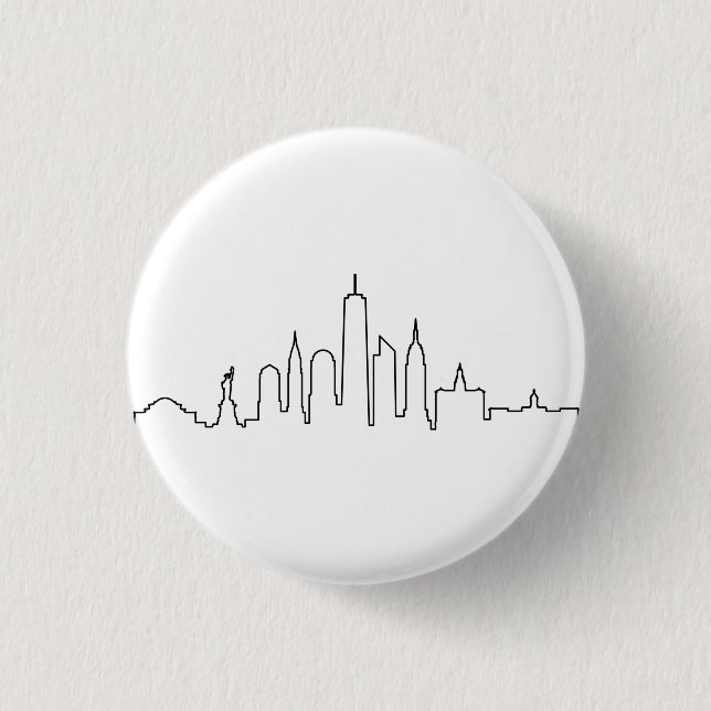 NEW YORK NYC Manhatten USA City Skyline Silhouette 1 Inch Round Button (Front)
