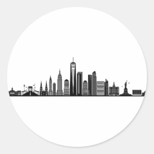 NEW YORK NYC Manhatten USA City Skyline Silhouette Classic Round Sticker