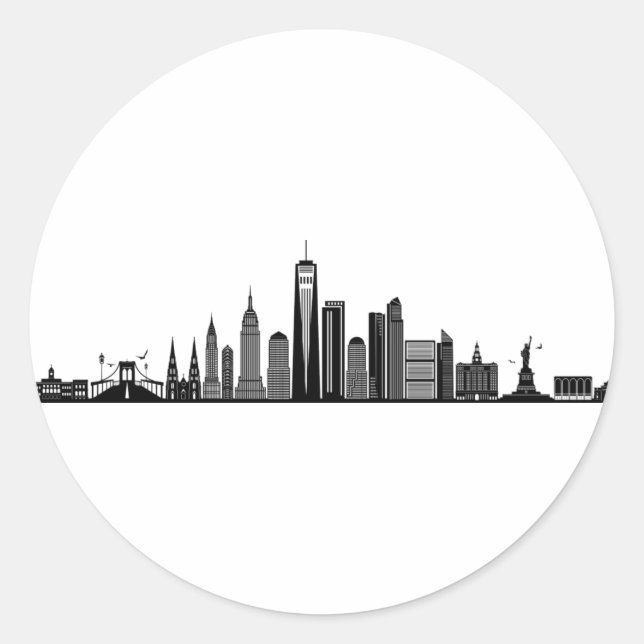 NEW YORK NYC Manhatten USA City Skyline Silhouette Classic Round Sticker (Front)