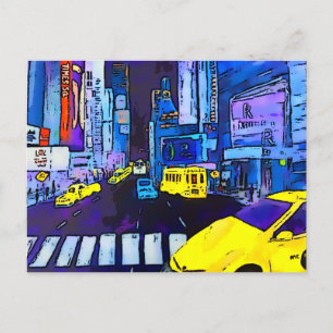 New York NYC Original Art Times Square Postcard