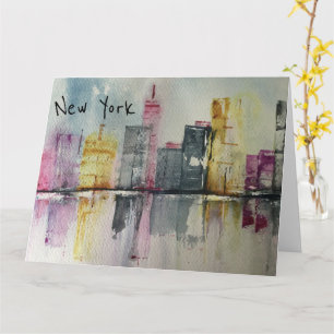 New York NYC Skyline Cityscape original artwork  Card