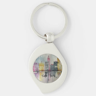 New York NYC Skyline Cityscape original artwork Keychain