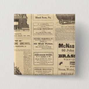 New York Oil Advertisements 2 Inch Square Button