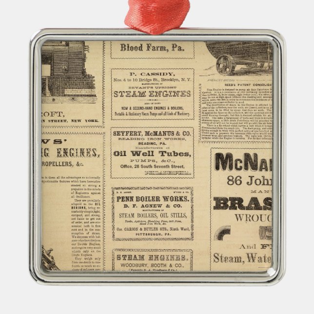 New York Oil Advertisements Metal Ornament (Front)