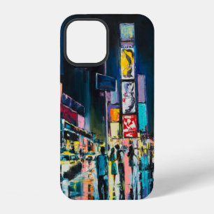"New York" oil painting, a night view of New York, iPhone 12 Case