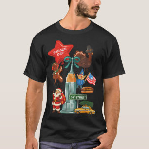 New York Parade Day Thanksgiving Santa Taxi  T-Shirt