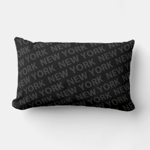 New York Pattern Dark Grey Lumbar Pillow