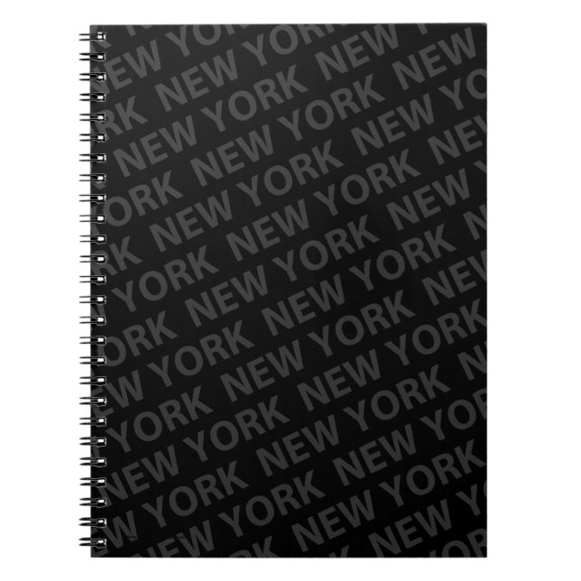 New York Pattern Dark Grey Notebook (Front)