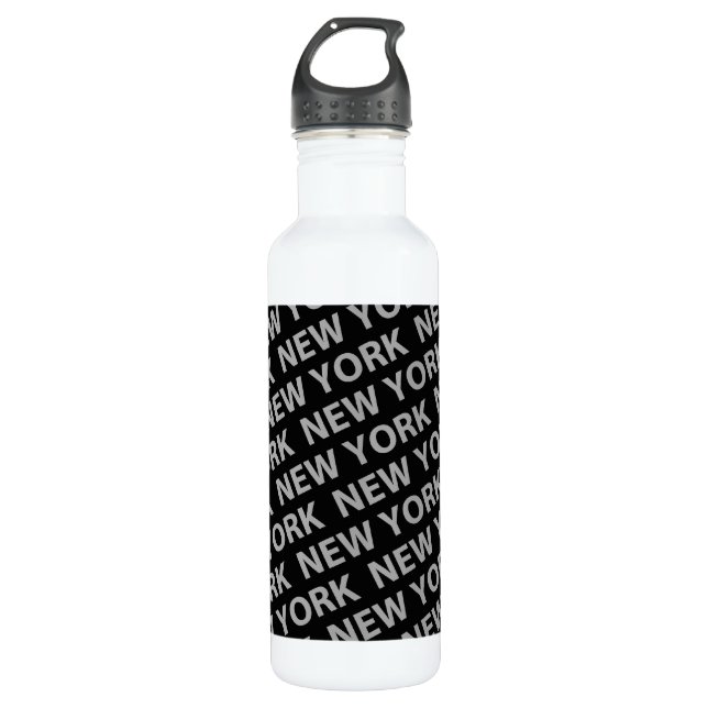 New York Pattern Grey 710 Ml Water Bottle (Front)
