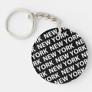 New York Pattern White Keychain
