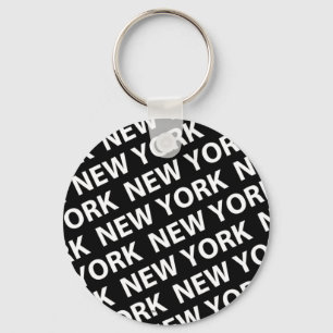 New York Pattern White Keychain