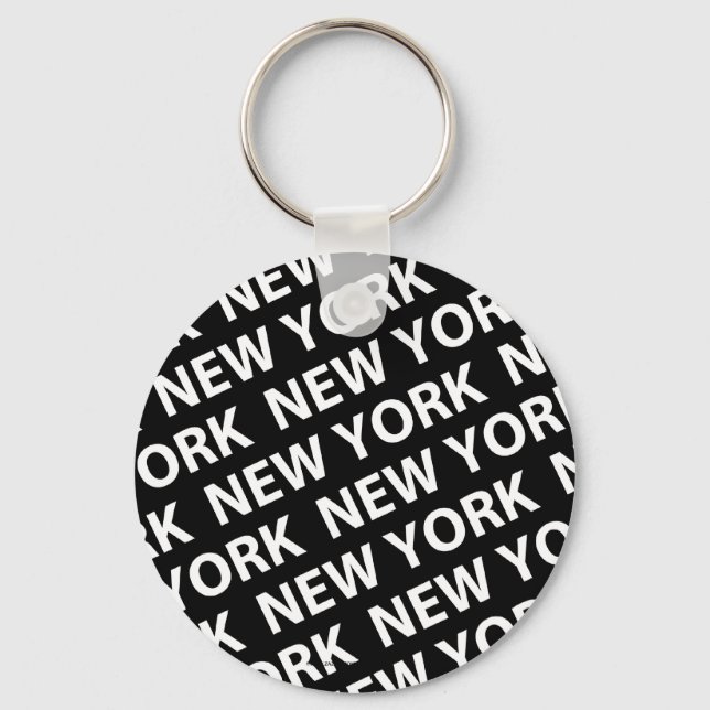 New York Pattern White Keychain (Front)
