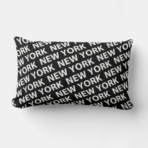 New York Pattern White Lumbar Pillow