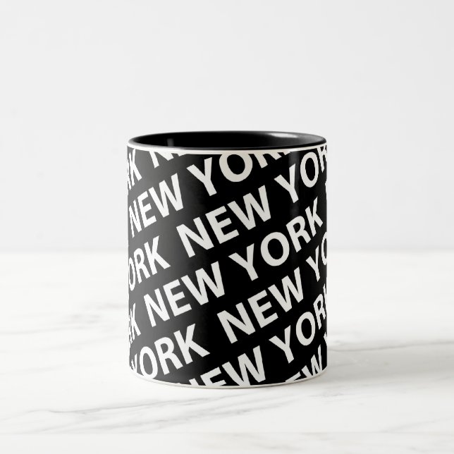 New York Pattern White Two-Tone Coffee Mug (Center)