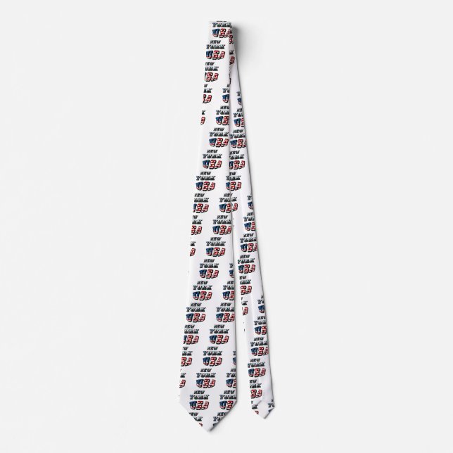 New York Picture and USA Flag Text Tie (Front)