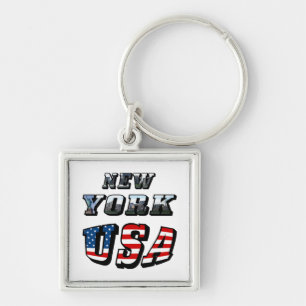 New York Picture and USA Text Keychain