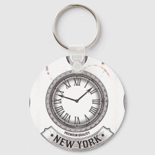 New York Pocket Watch Button Keychain