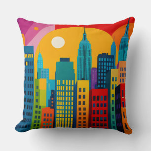 New York Pop Art Throw Pillow