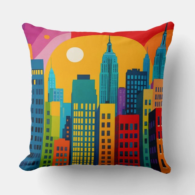 New York Pop Art Throw Pillow (Front)
