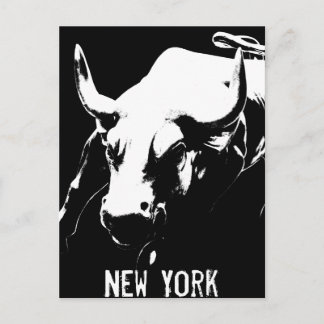 New York Postcard Bull Statue NYC Souvenir Card