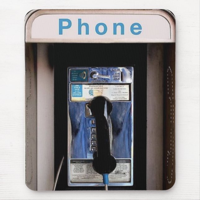 New York Public Pay Phone, Retro Phone Booth Mouse Pad (Front)