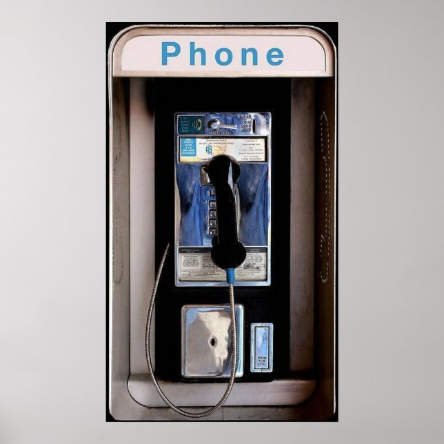 New York Public Pay Phone, Retro Phone Booth Poster (Front)