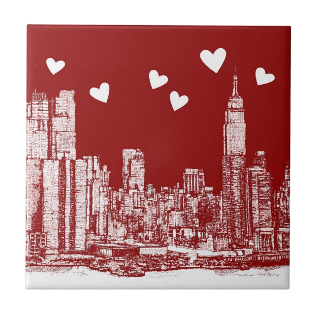 New York red hearts Tile (Front)