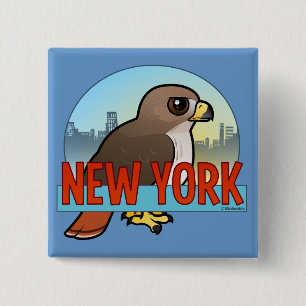 New York Red-tailed Hawk 2 Inch Square Button