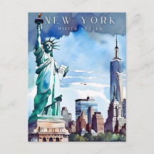 New york retro travel postcard