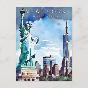 New york retro travel postcard