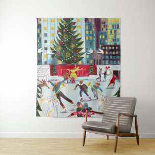 New York Rockefeller centre Christmas skating  Tapestry