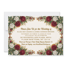 New York Rose Floral Photo Wedding Invitation