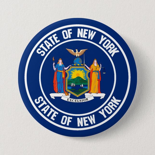 New York Round Emblem 3 Inch Round Button (Front)
