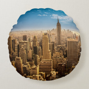 New York Round Pillow