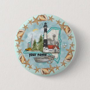 New York Shells Lighthouse pin button