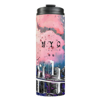 New York, Sky, City Thermal Tumbler