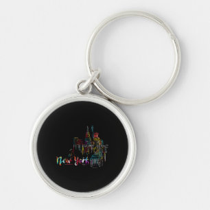 New York Sky Heartbeat Statue of Liberty I Love Ne Keychain